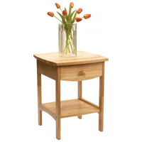 Curved Traditional 1-Drawer Nightstand - Natural