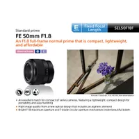 Sony E-Mount Full-Frame FE 50mm f/1.8 Portrait Prime Lens