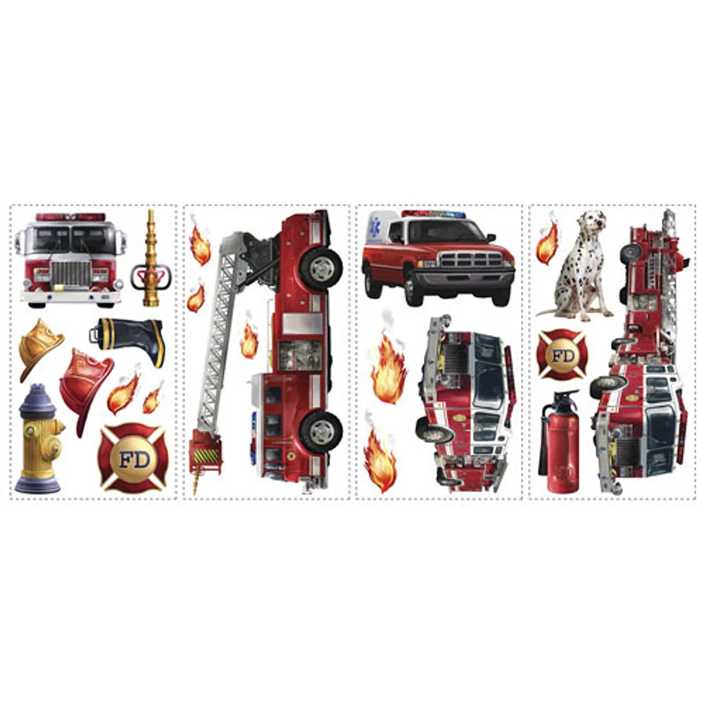 RoomMates Fire Brigade Peel and Stick Wall Decals - Red