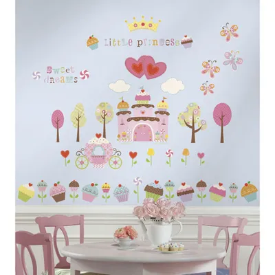 Décalcomanies murales Happi Cupcake Land sur le thème des petits gâteaux de RoomMates - Rose