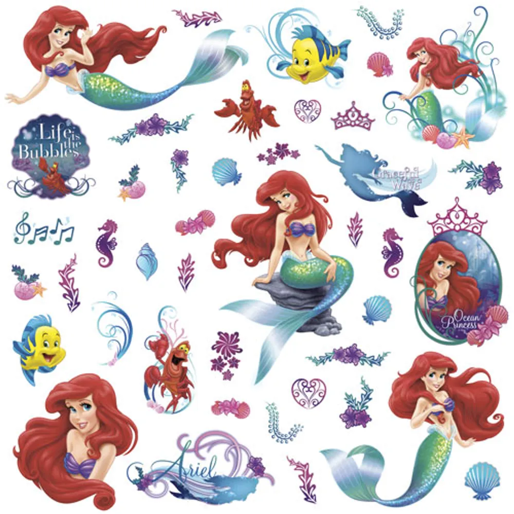 RoomMates The Little Mermaid Peel and Stick Wall Decals - Blue/Red