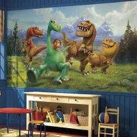 Très grande murale en papier peint de RoomMates - Le bon dinosaure de Disney Pixar - Vert - Bleu