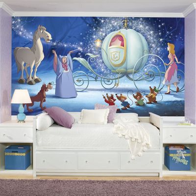 RoomMates Disney Princess Cinderella Carriage XL Prepasted Wall Mural - Blue