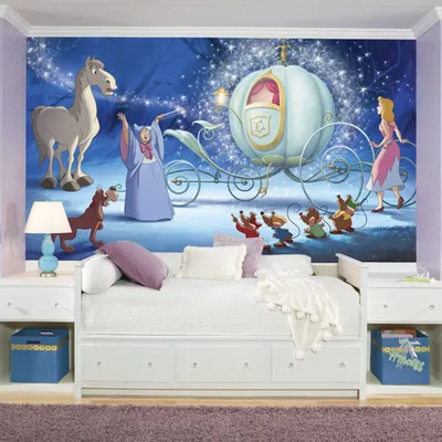 RoomMates Disney Princess Cinderella Carriage XL Prepasted Wall Mural - Blue