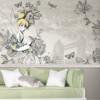 RoomMates Vintage Tinker Bell XL Prepasted Wall Mural - Grey/Green