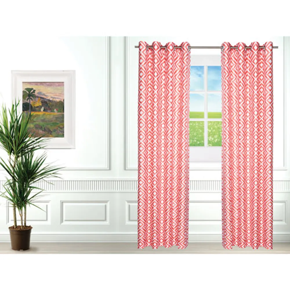 Gouchee Design Chelsea Curtain - Set of 2 - Coral/White