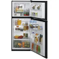 GE 24" 11.6 Cu. Ft. Top Freezer Refrigerator w/ LED Lighting (GPE12FGKBB) - Black