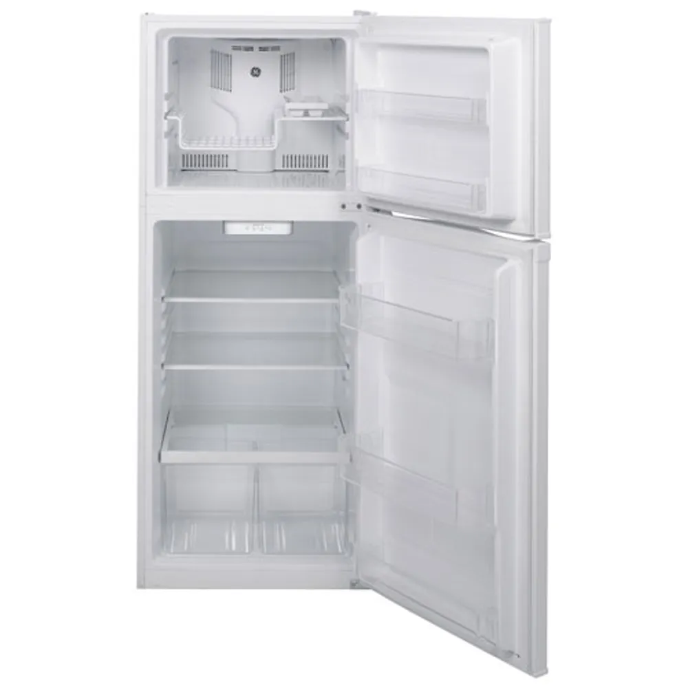 GE 24" 11.6 Cu. Ft. Top Freezer Refrigerator with LED Lighting (GPE12FGKWW) - White