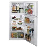 GE 24" 11.6 Cu. Ft. Top Freezer Refrigerator with LED Lighting (GPE12FGKWW) - White