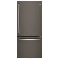 GE 30" 20.9 Cu. Ft. Bottom Mount Freezer Refrigerator with LED Lighting (GDE21DMKES) - Slate