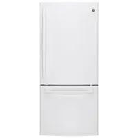 GE 30" 20.9 Cu. Ft. Bottom Mount Freezer Refrigerator with LED Lighting (GBE21AGKWW) - White