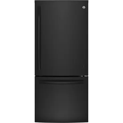 GE 30" 20.9 Cu. Ft. Bottom Freezer Refrigerator with LED Lighting (GBE21AGKBB) - Black