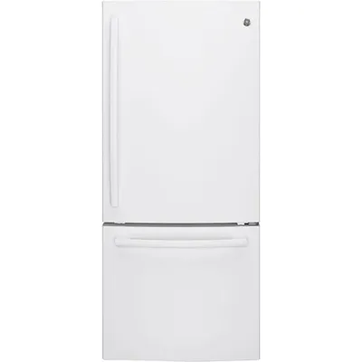 GE 30" 20.9 Cu. Ft. Bottom Freezer Refrigerator with LED Lighting (GDE21DGKWW) - White