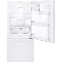 GE 30" 20.9 Cu. Ft. Bottom Freezer Refrigerator with LED Lighting (GDE21DGKWW) - White