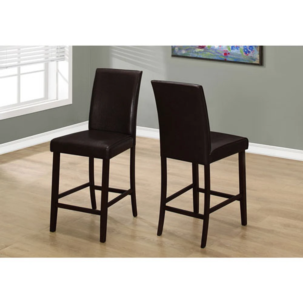 Contemporary Faux Leather Dining Chair - Set of 2 - Brown