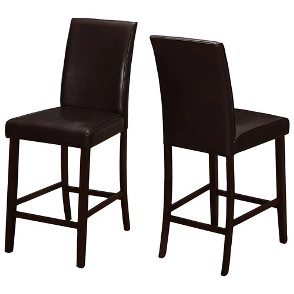 Contemporary Faux Leather Dining Chair - Set of 2 - Brown