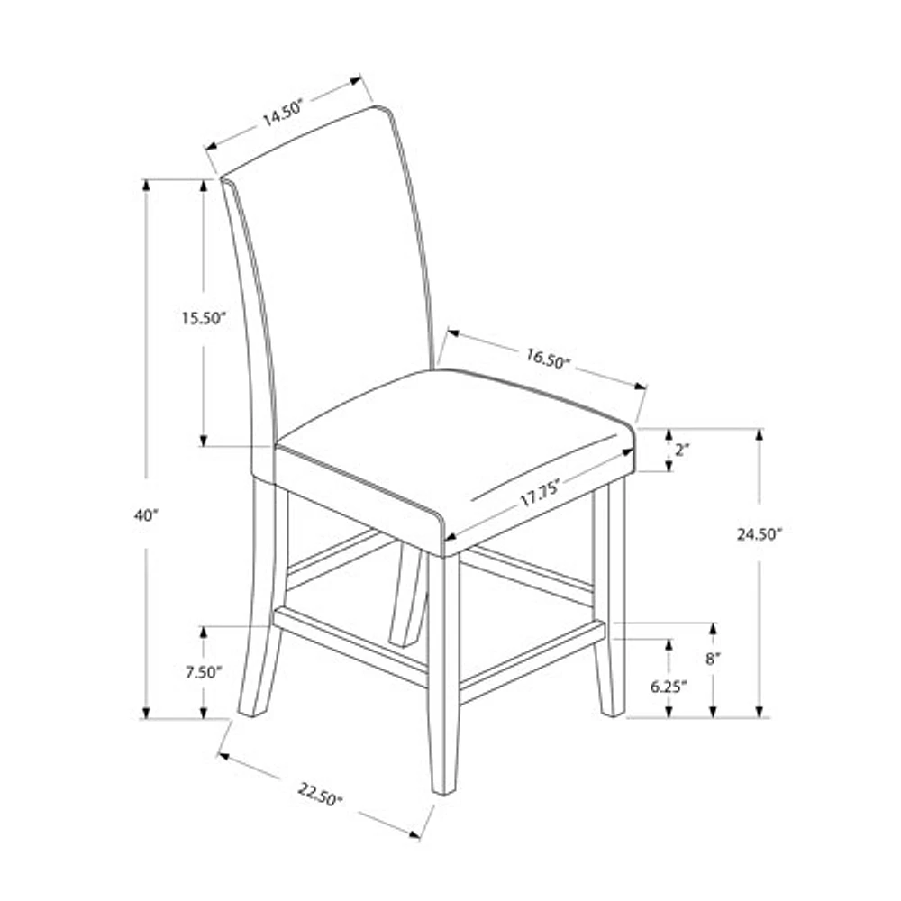 Chaise de salle à manger en similicuir de style contemporain - Ensemble de 2 - Brun