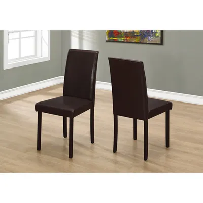 Contemporary Faux Leather Dining Chair - Set of 2 - Dark Brown