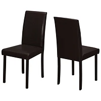 Contemporary Faux Leather Dining Chair - Set of 2 - Dark Brown