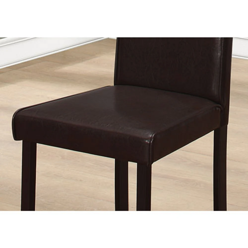 Contemporary Faux Leather Dining Chair - Set of 2 - Dark Brown