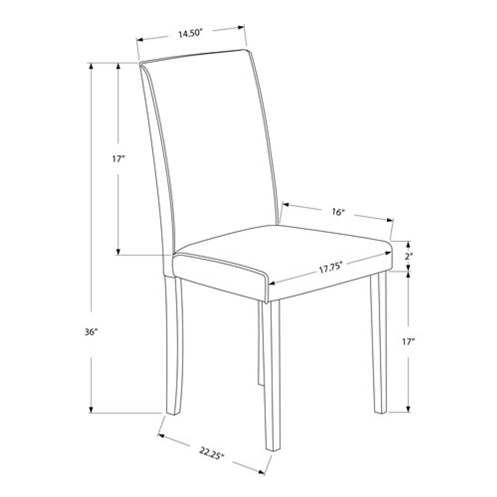 Contemporary Faux Leather Dining Chair - Set of 2 - Dark Brown