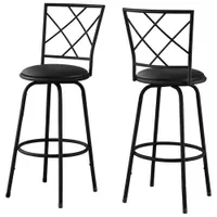 Contemporary Faux Leather Barstool - Set of 2 - Black
