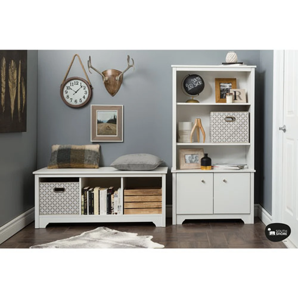 Vito Transitional 3-Shelf Bookcase - White