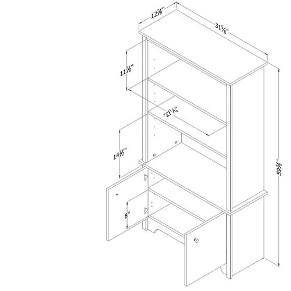 Vito Transitional 3-Shelf Bookcase - White