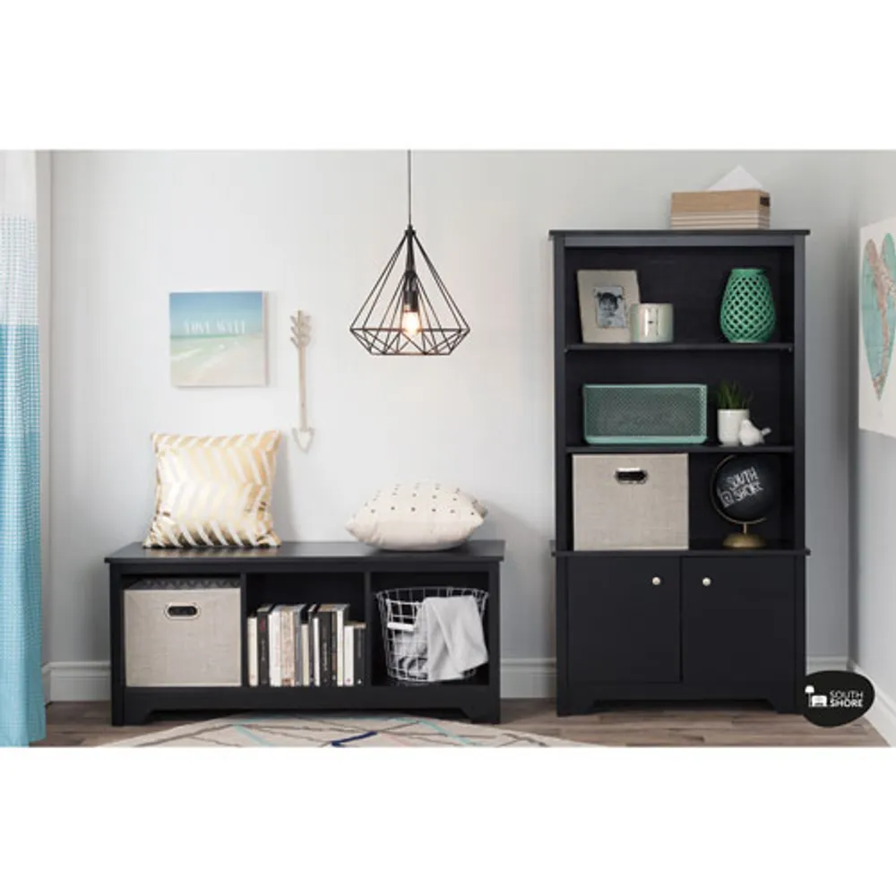 Vito Transitional 3-Shelf Storage Bench - Black