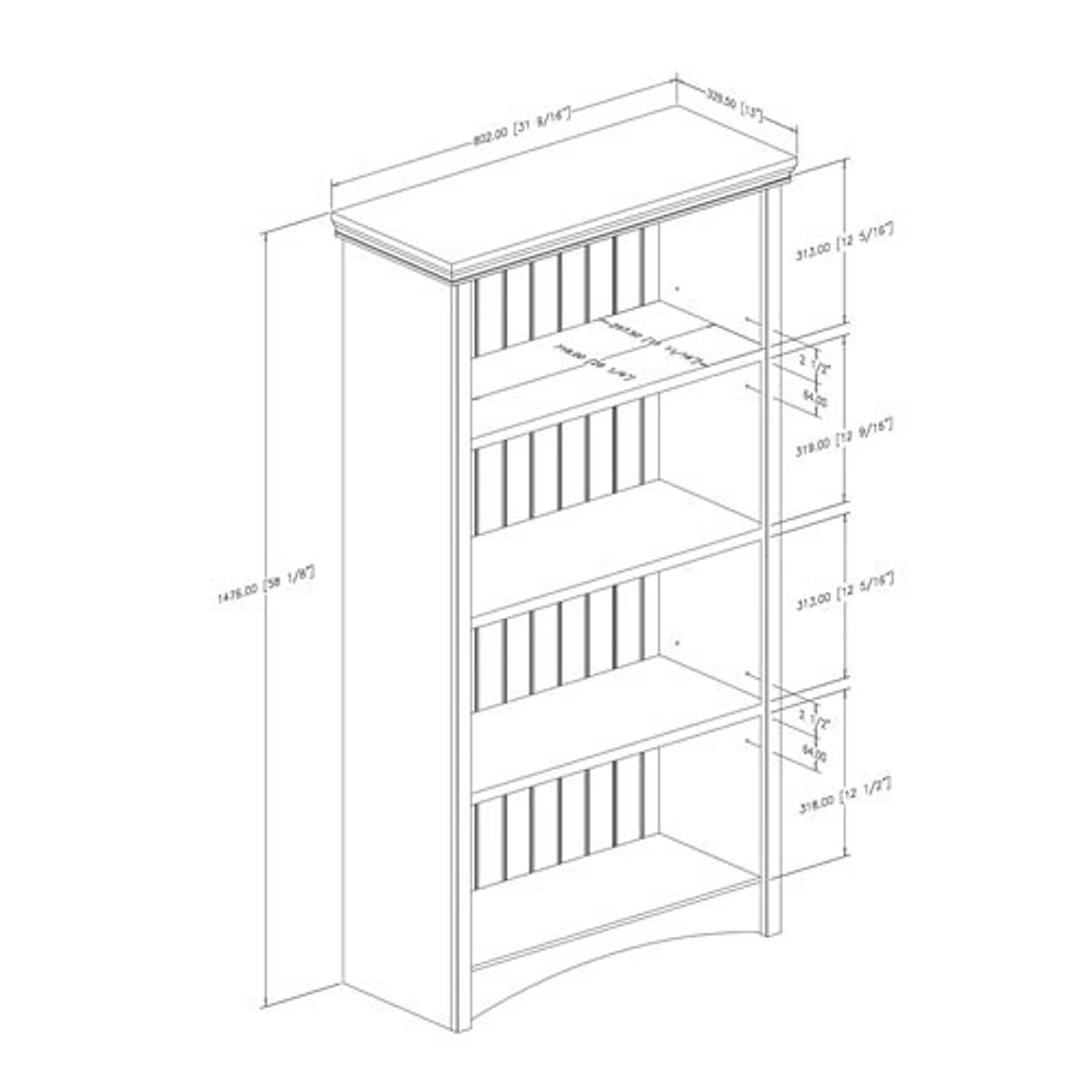 Artwork Rustic Country 4-Shelf Bookcase - White