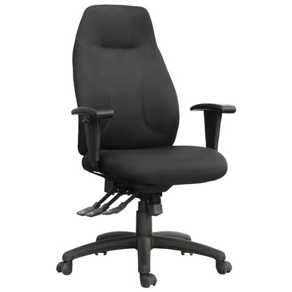 Fauteuil de bureau ergonomique en tissu à dossier élevé de TygerClaw - Noir