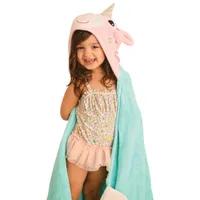 Zoocchini Kids Plush Terry Hooded Towel - 2 Years+ - Allie the Alicorn
