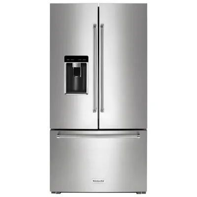 Réfr. 2 portes prof. comptoir 36 po 23,8 pi3, distrib. eau et glaçons KitchenAid (KRFC704FPS) - Inox