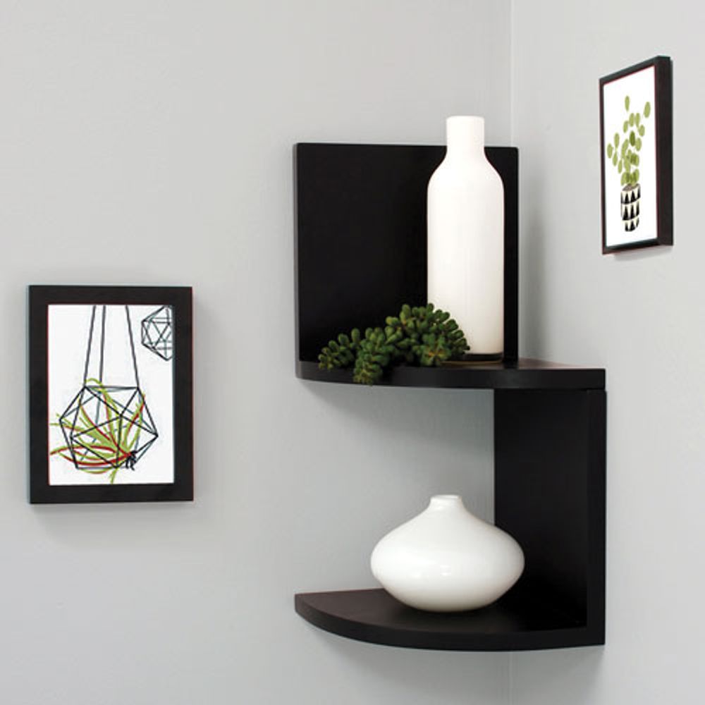 Nexxt Priva 4-Piece Corner Wall Shelf - Set Of 2 - Black