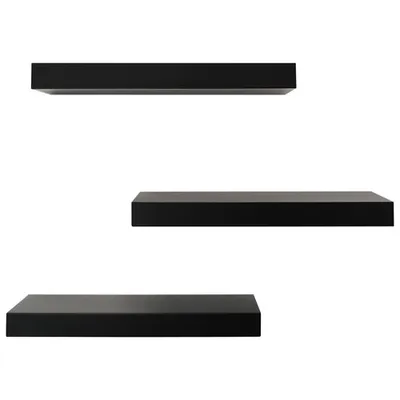 Maine 16" 3-Piece Wall Shelf - Black