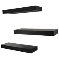 Maine 16" 3-Piece Wall Shelf - Black