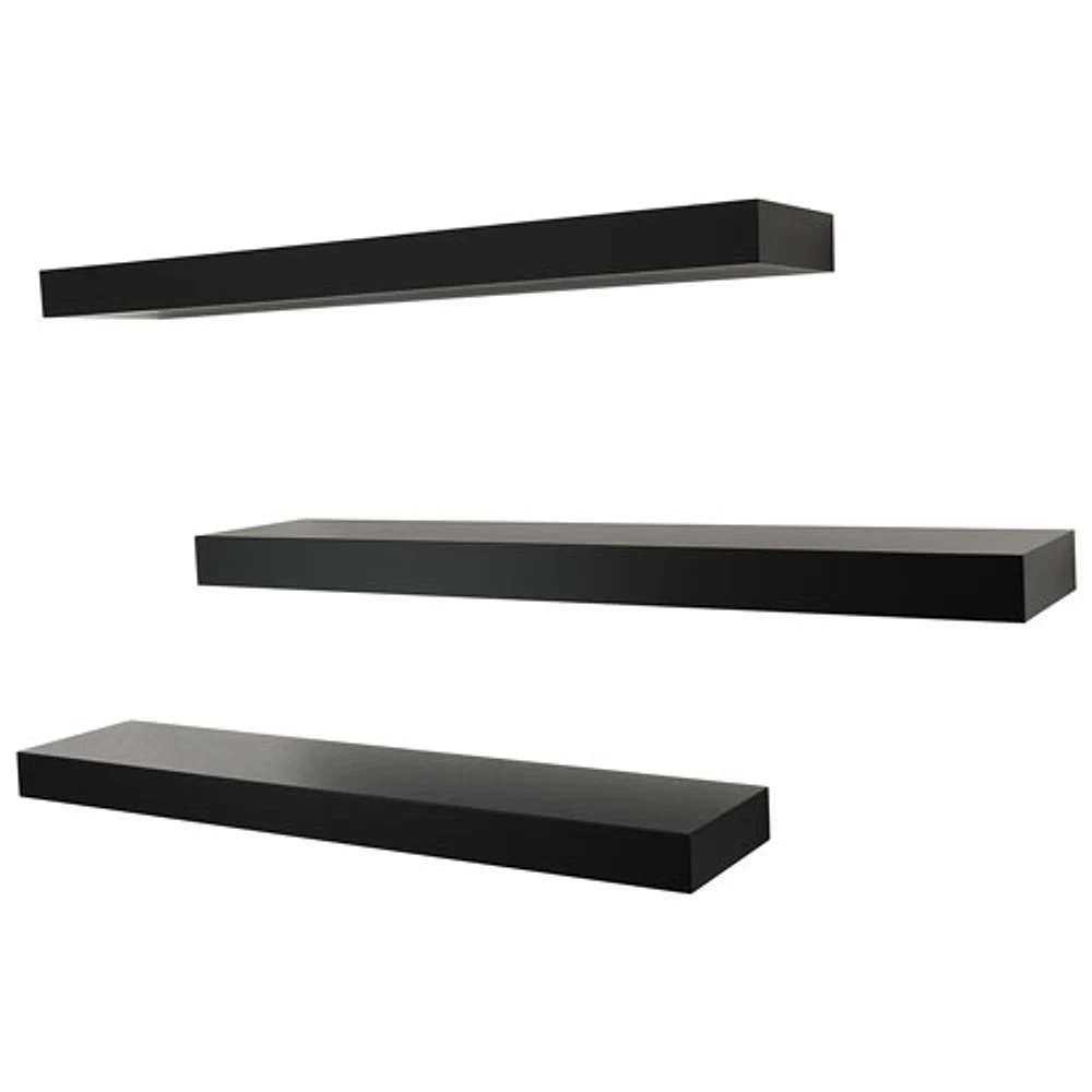 Maine 24" 3-Piece Wall Shelf - Black