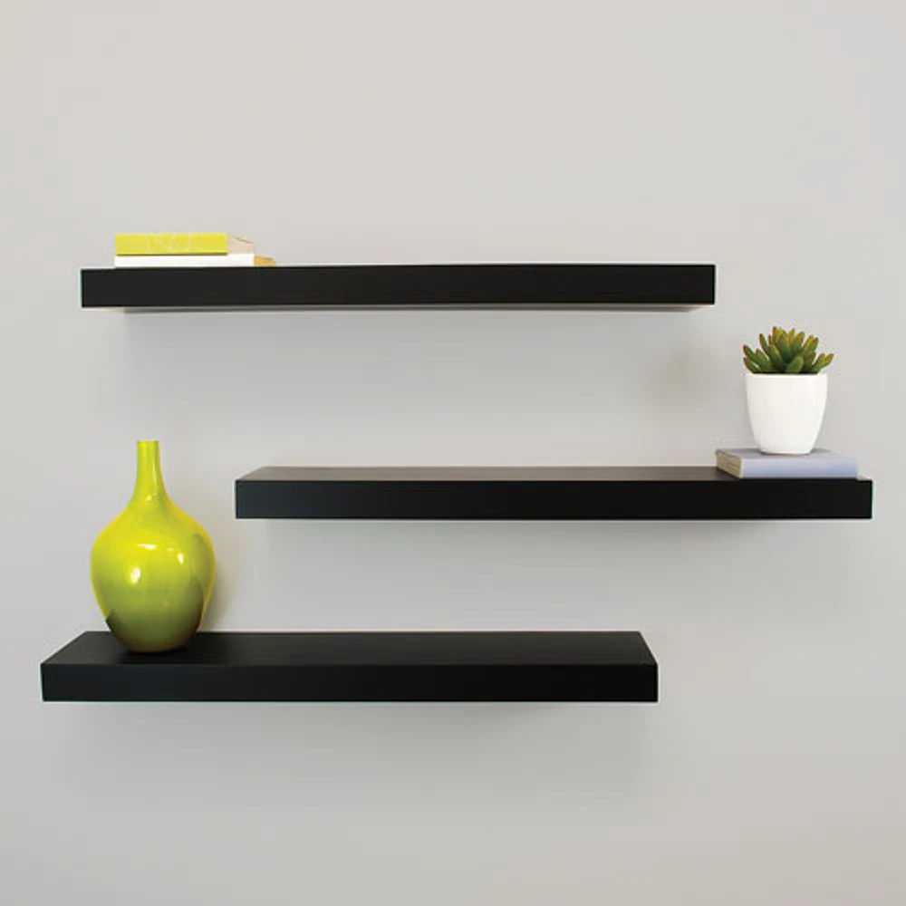 Maine 24" 3-Piece Wall Shelf - Black