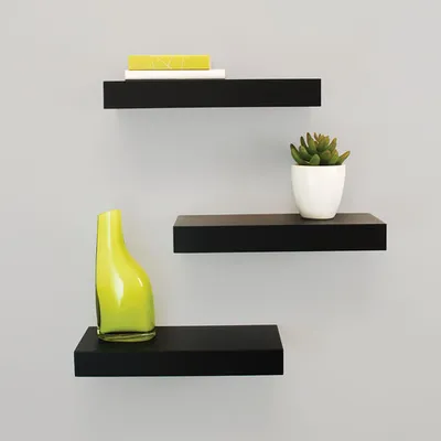 Maine 12" 3-Piece Wall Shelf - Black