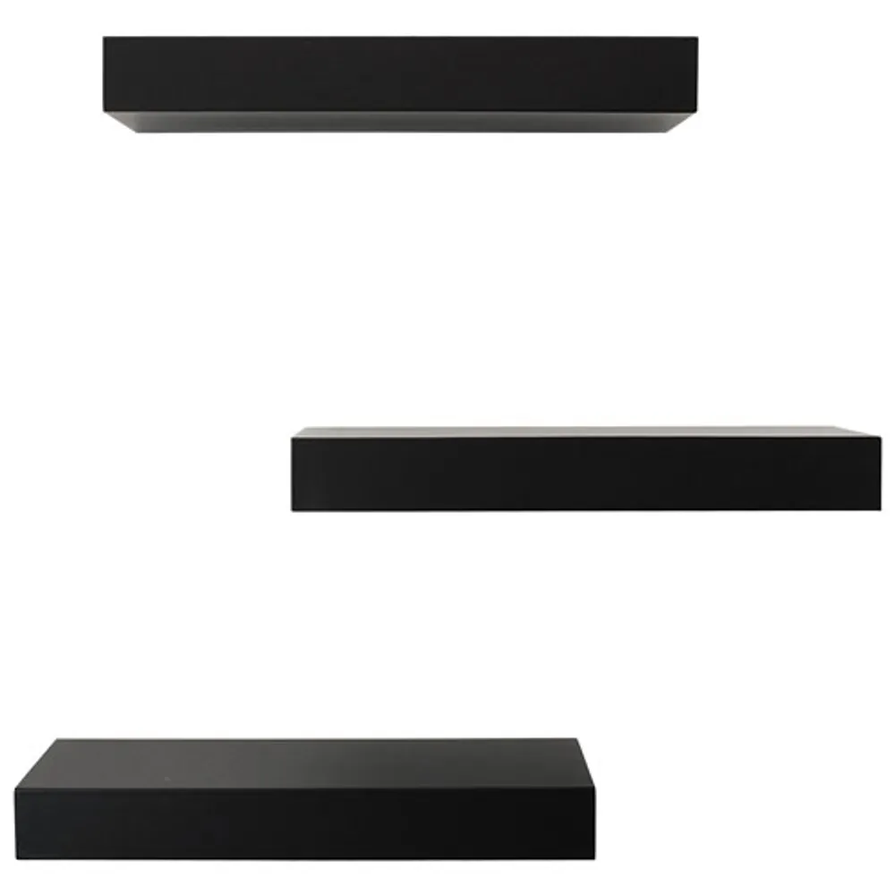 Maine 12" 3-Piece Wall Shelf - Black