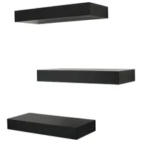 Maine 12" 3-Piece Wall Shelf - Black