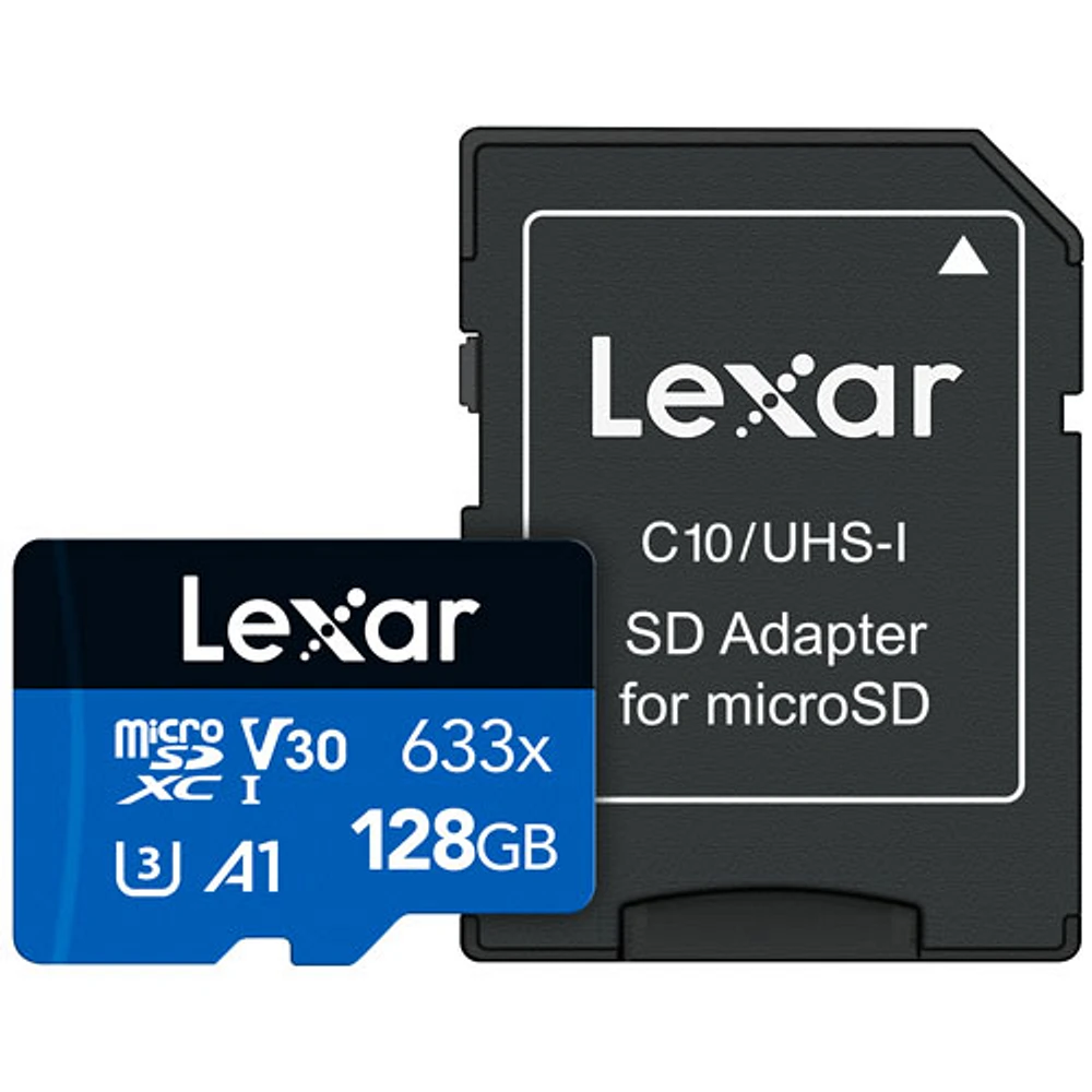 Carte mémoire microSDXC classe 10 de 100 Mo/s 128 Go 633x de Lexar