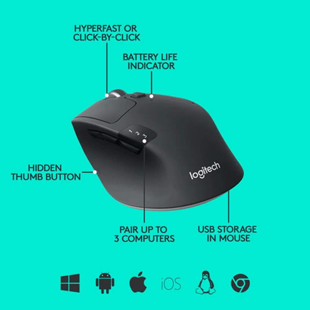 Souris optique sans fil M720 Triathlon de Logitech - Noir