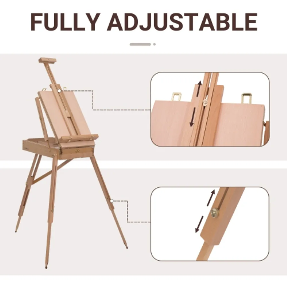 Portable Wood Tabletop Easel H-Frame Adjustable Artist Painting