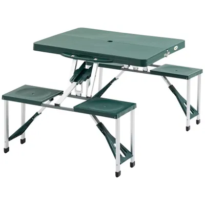 Outsunny Folding Picnic Table Chair Set Junior Outdoor Seating Portable Bench Dark Green