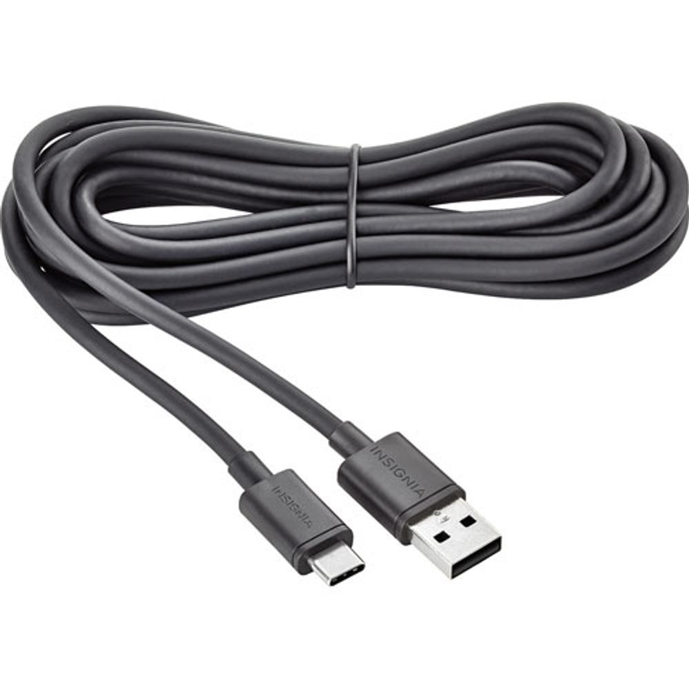 Insignia 3m (10 ft.) USB-A 2.0 to USB-C Charge/Sync Cable - Black - Only at Best Buy