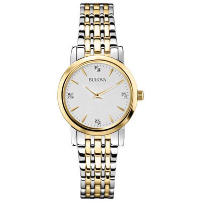 Bulova Classic Quartz Watch 27mm Women's Watch - Two-Tone Case, Bracelet & Silver-White Dial