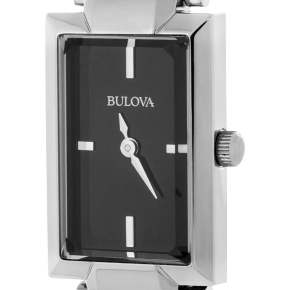 Bulova Classic Quartz Watch 18.2mm Women's Watch - Silver-Tone Case, Two-Tone Bangle & Black Dial