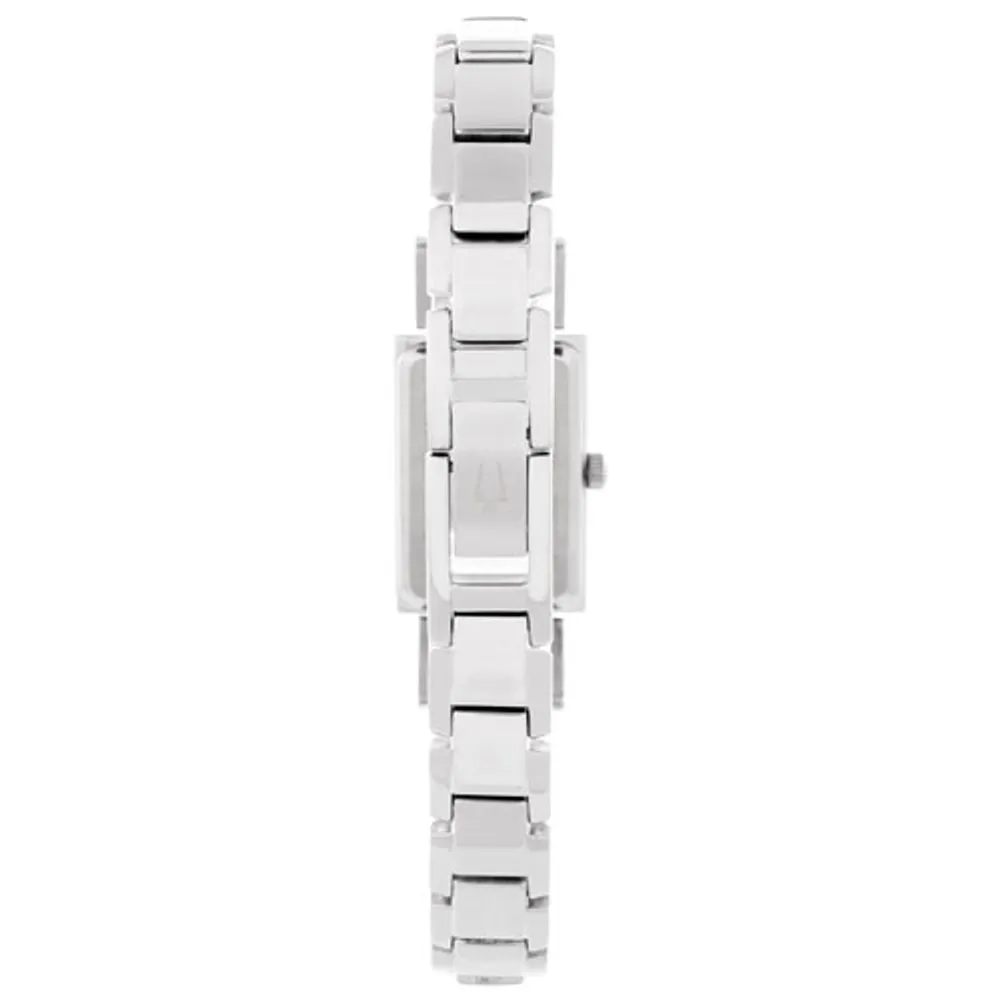 Bulova Classic Quartz Watch 18.2mm Women's Watch - Silver-Tone Case, Two-Tone Bangle & Black Dial