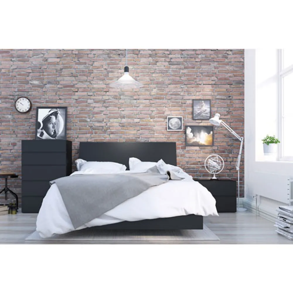 Contemporary Platform Bed Frame - Double - Black